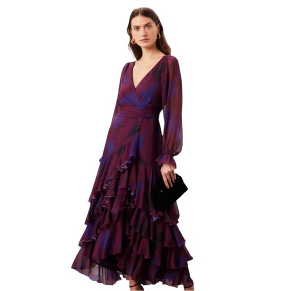 Hutch Kya Wrap Dress Long Sleeve in Purple Floral Chiffon Size Small - Picture 2 of 13